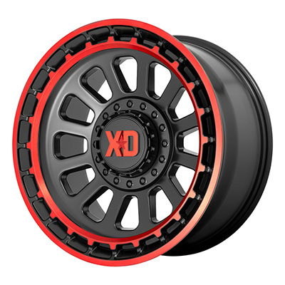 XD Wheels XD856 Omega, 17x9 with 5 on 5/5 on 5.5 Bolt Pattern - Satin Black / Machined With Red Tint - XD85679035912N